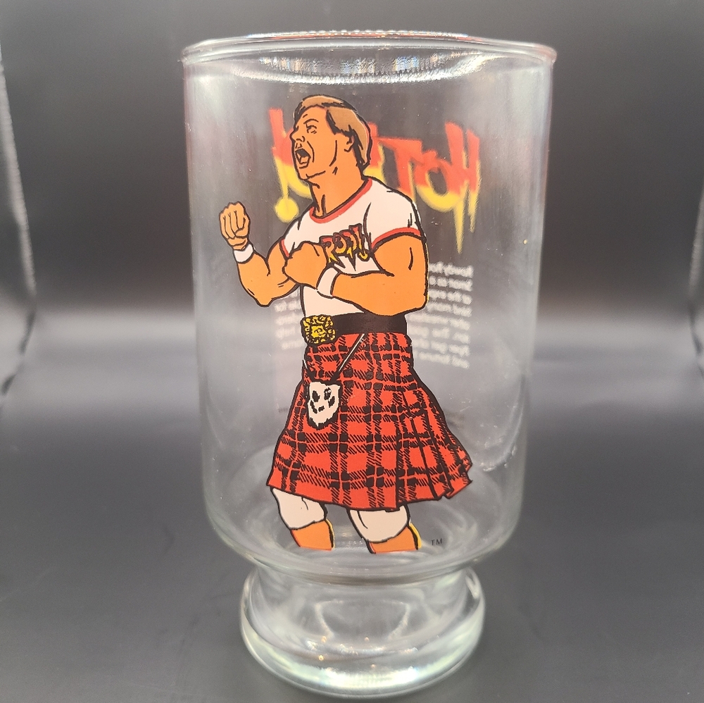 Rare 1985 Rowdy Roddy Piper HotRod WWF Beer Glass Mug